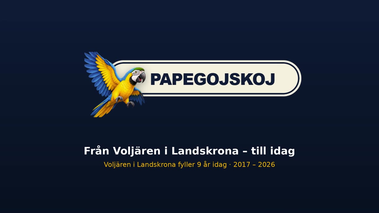 Papegojskoj – Voljären i Landskrona 9 år