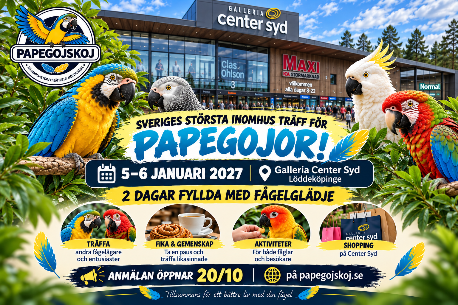 Sveriges största inomhusträff för papegojor!